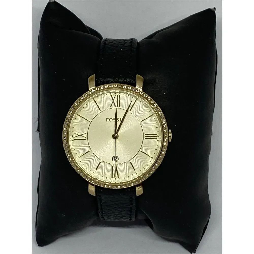 Fossil ES3547 Women's Black Leather Analog Dial Quartz Genuine Wrist Watch FR95